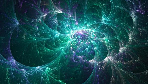 螺旋する翠の銀河の写真