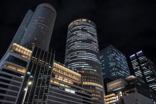 名古屋駅前の夜景 名古屋,高層ビル,オフィス街の写真素材