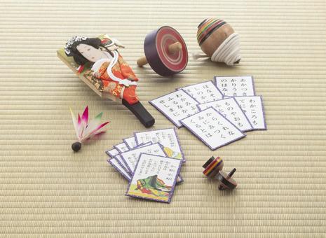伝統工芸品　集合　懐かしいおもちゃ 小倉百人一首,伝統,工芸品の写真素材