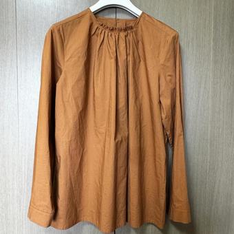 ノーカラーブラウス ブラウス,シャツ,綿100%の写真素材