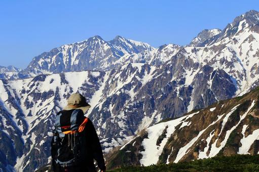 北アルプスを昇る登山者 北アルプスを昇る登山者 自然,長野県,北アルプスの写真素材