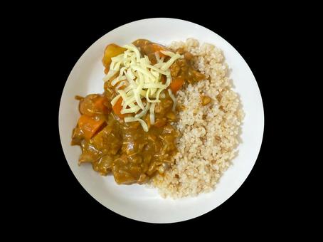 カレーライス カレーライス カレーライス,カレー,玄米の写真素材
