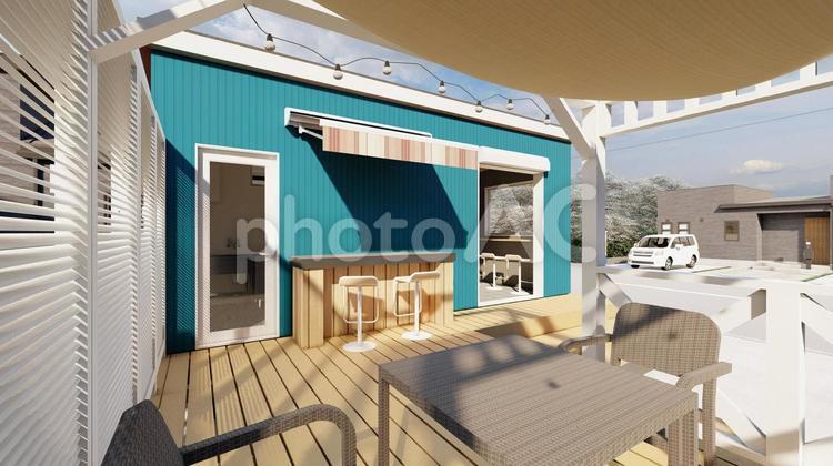 建築パース　トレーラーハウス　店舗 新築,リノベーション,小さい家の写真素材