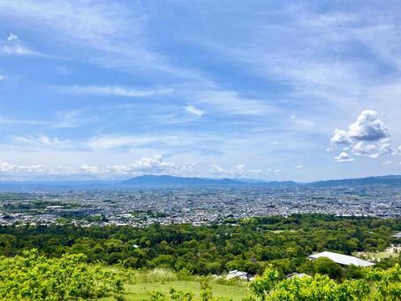 若草山から望む奈良市街 若草山,一重目,頂上の写真素材