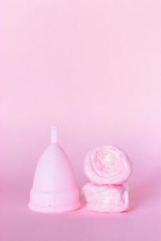 月経カップとコットン 生理,月経,生理用品の写真素材