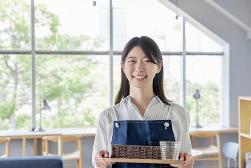 Photo, female, cafe, clerk, 