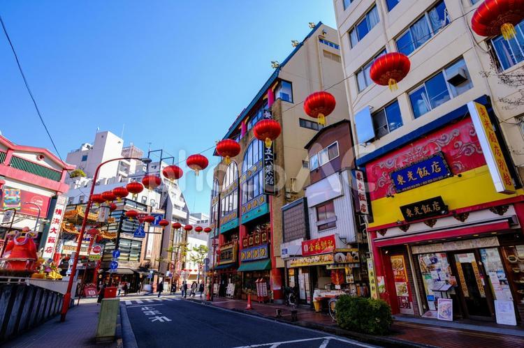 ［神奈川県横浜市］春節の横浜中華街 ちょうちん,提灯,横浜中華街の写真素材