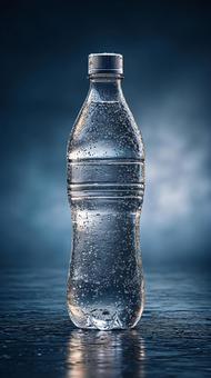 水滴がきらめくクリアなペットボトルの写真