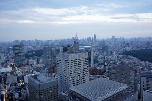 曇り空と大都会のビル群 曇り空と大都会のビル群 ビル,高層ビル,都会の写真素材