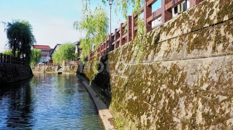小江戸佐原・レトロな小野川の風景・香取市 佐原,小江戸,小野川の写真素材