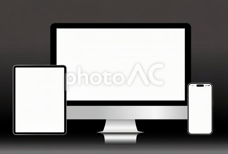 画面はめ込み用PSD　デスクトップセット パソコン,スマホ,タブレットの写真素材