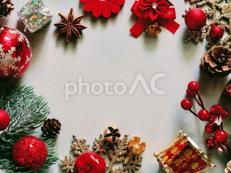 クリスマス秋冬素材の背景フレーム クリスマス,秋,冬の写真素材
