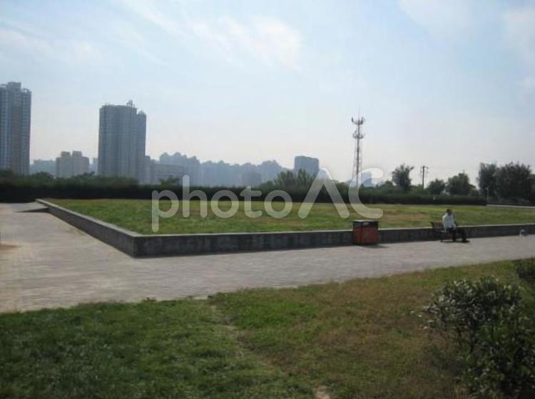 中国　西安の公園芝生 海外,旅行,観光の写真素材