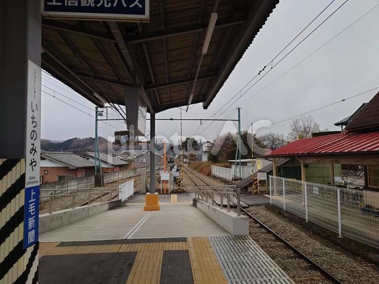 上州一ノ宮　ホーム 上州一ノ宮,駅,ホームの写真素材