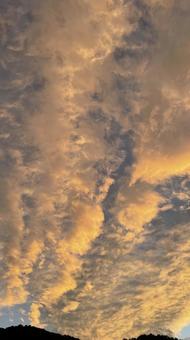 夕陽で光る雲 夕陽で光る雲の写真