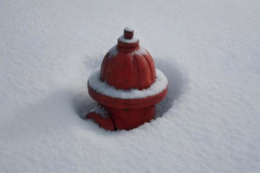 雪中の消火栓 雪中の消火栓の写真
