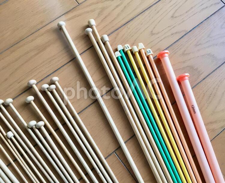 棒針編み用の棒針 木材,バックグランド,種類の写真素材