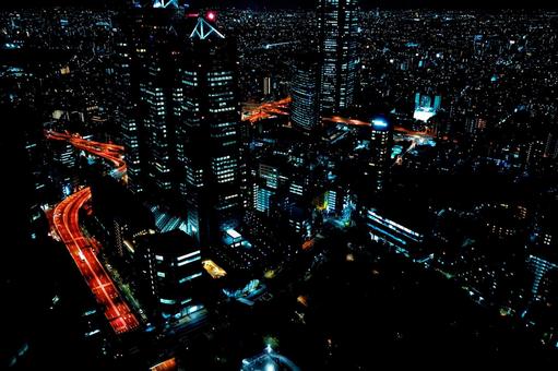 サイバーパンクな夜景 サイバーパンクな夜景 夜景,ビル,高層ビルの写真素材