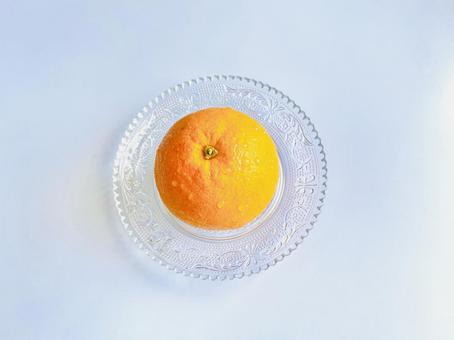 真上から見たタンカン(水滴) 真上から見たタンカン(水滴) タンカン,果物,フルーツの写真素材
