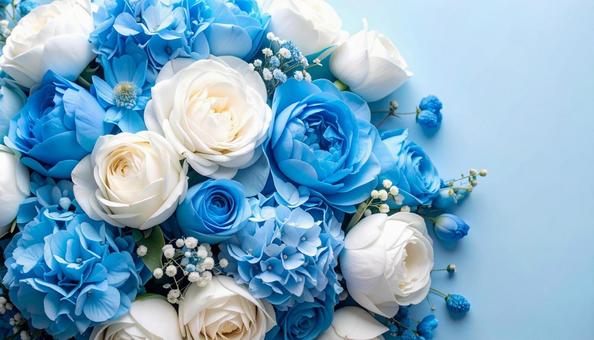 水色のバラの花束 水色のバラの花束の写真