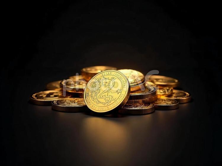山積みされた金貨 ゴールド,金貨,金の写真素材
