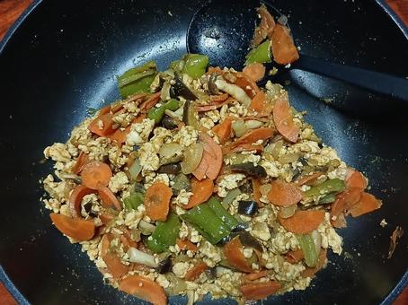 Photo, keema curry, carrot, eggplant, 