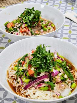 【精進料理】アジアン風そうめん1 【精進料理】アジアン風そうめん1の写真