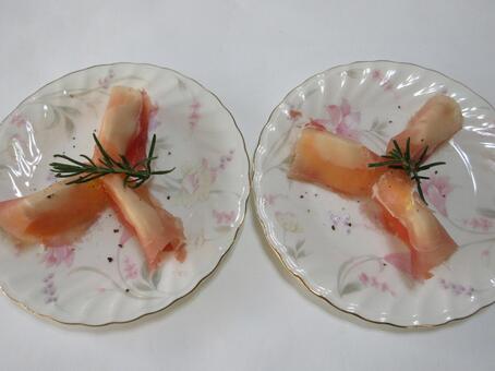 柿の生ハム巻き  ０４ 柿の生ハム巻き,柿,生ハムの写真素材