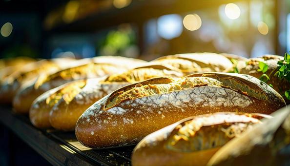 カッティングボードの上のフランスパン カッティングボードの上のフランスパンの写真