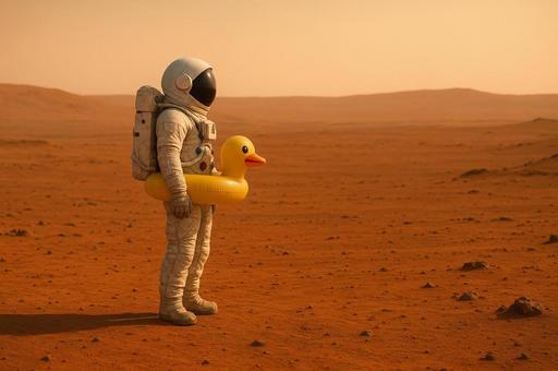 アヒルの浮き輪で火星に来た宇宙飛行士② アヒルの浮き輪で火星に来た宇宙飛行士②の写真