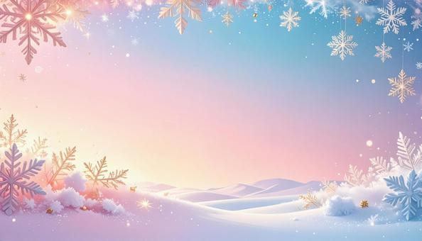 優しい冬の風景と雪の結晶の写真