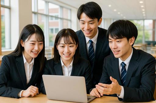 就職活動の情報収集をする学生たち 就職活動の情報収集をする学生たちの写真