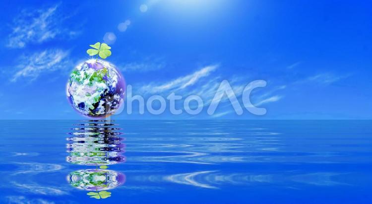 環境保全イメージ背景/青い地球と海と空 環境,地球,海の写真素材