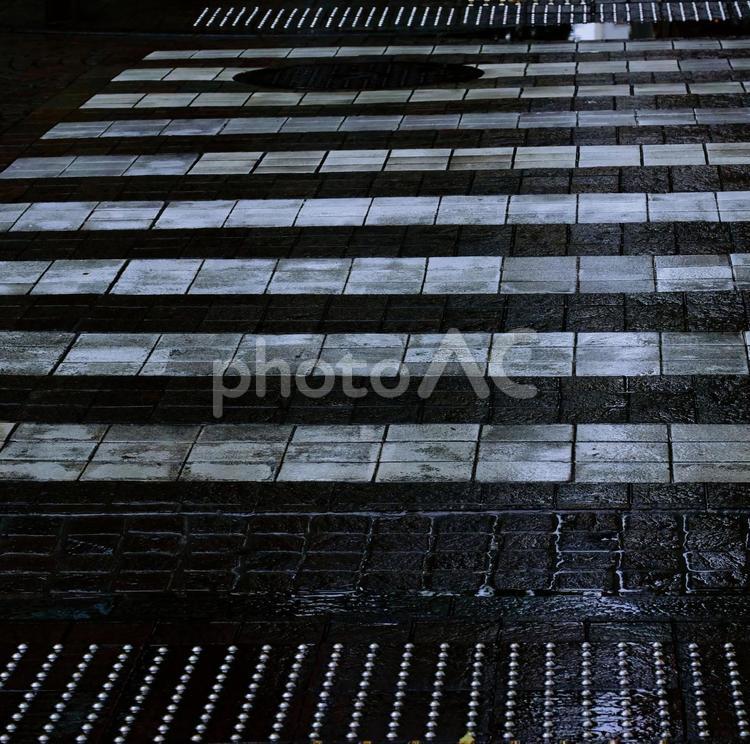 雨に濡れた横断歩道 雨,横断歩道,道の写真素材