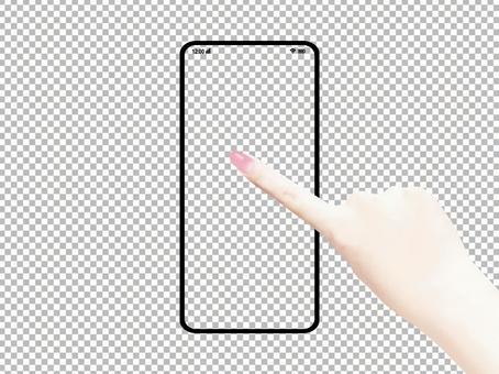 Image of touching a smartphone / PSD full transparency Image of touching a smartphone / PSD full transparency