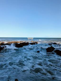 大洗海岸 神磯の鳥居 大洗海岸 神磯の鳥居 茨城県,茨城観光,大洗海岸の写真素材