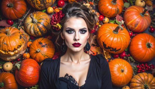 仮装する女性 ハロウィンイベント 仮装する女性 ハロウィンイベントの写真