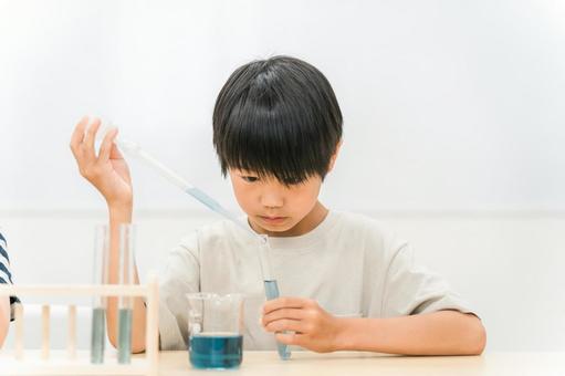 授業で理科の実験をする小学生の男の子 授業で理科の実験をする小学生の男の子 理科,実験,化学の写真素材