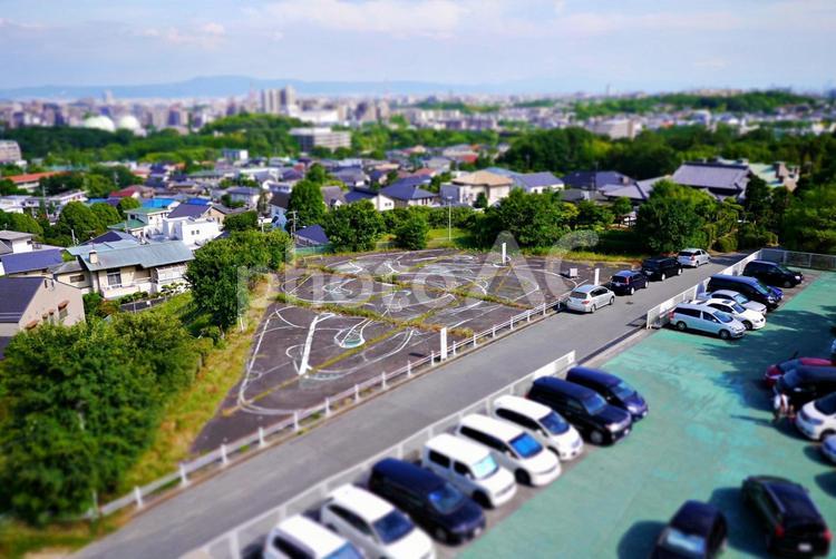 ジオラマ風千里ニュータウンの風景 千里ニュータウン,ジオラマ,街並みの写真素材