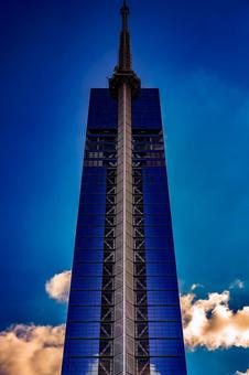 福岡タワーの青空シルエット 福岡タワー,青空,シルエットの写真素材