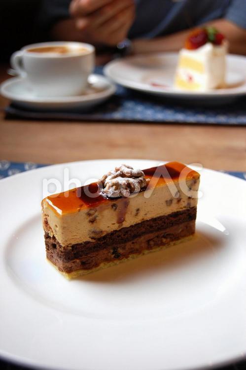 カフェ　ケーキ　レアチーズケーキ　お菓子 カフェ,甘いもの,デザートの写真素材