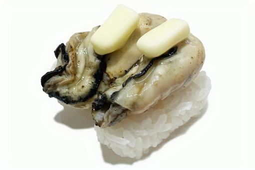 牡蠣の握り寿司 鮨,牡蠣,バターの写真素材