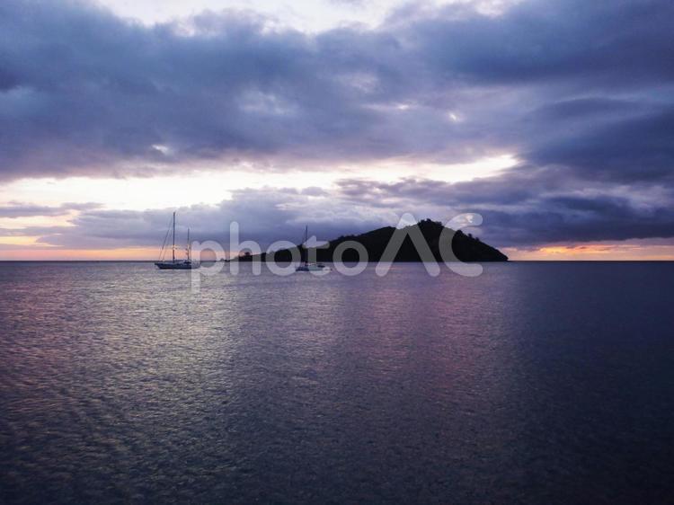 フィジーの海の夕暮れ フィジー,南国,空の写真素材