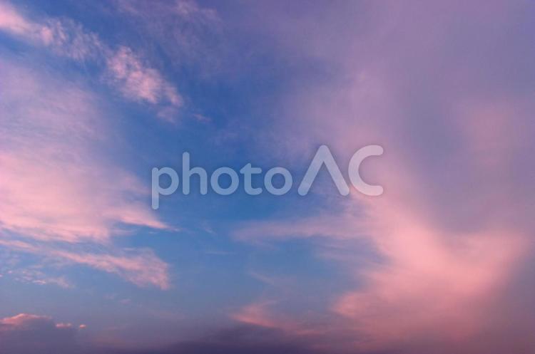 7月の夕暮れを見上げて。 夕空,空,夕雲の写真素材