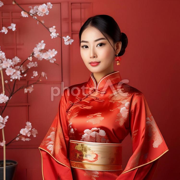 中華服を着ている女性_3 女性,女の人,女の写真素材