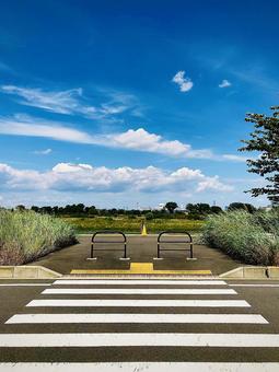 Photo, crosswalk, riverbed, bank, 