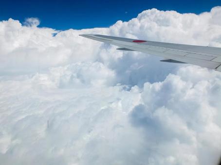 青空と雲海の絶景 ― 飛行機の窓から 青空と雲海の絶景 ― 飛行機の窓から 飛行機,旅客機,翼の写真素材