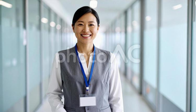 病院の医療事務の制服の日本人女性 事務員,医療,病院の写真素材