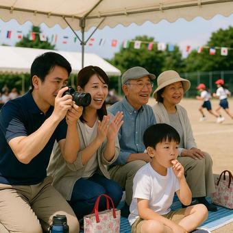 運動会 家族みんなで応援 運動会 家族みんなで応援の写真