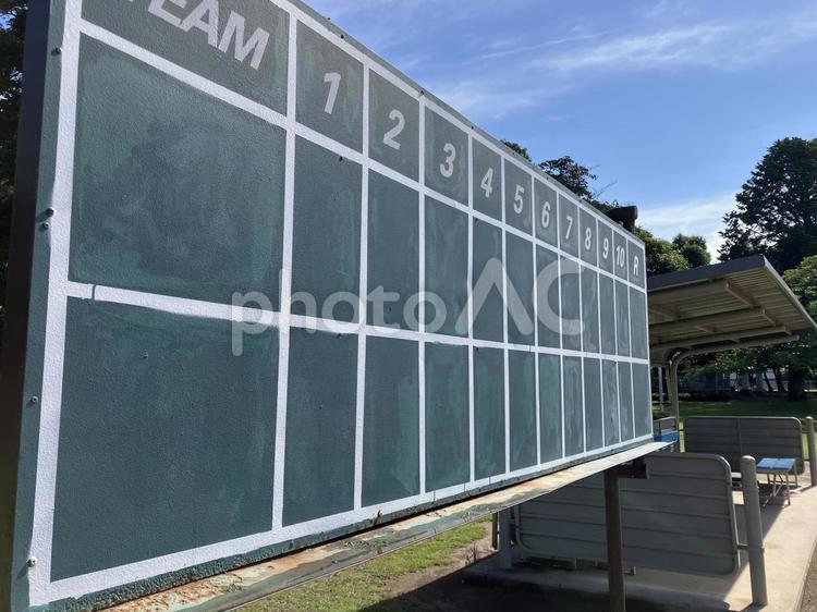 公園球場の風景（スコアボード） スコアーボード,得点板,野球の写真素材
